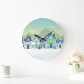 Winterdorf Große Wanduhr (Zuhause)