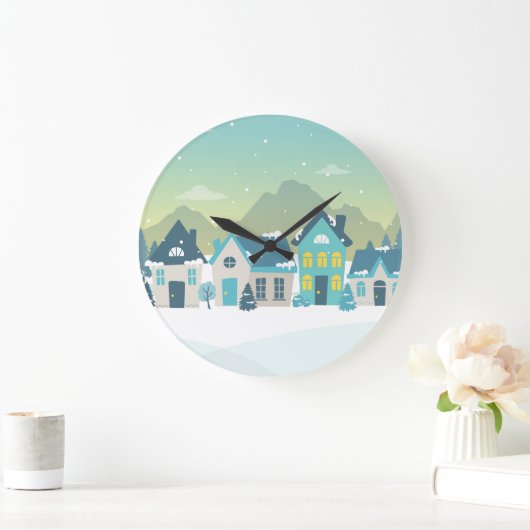 Winterdorf Große Wanduhr (Zuhause)