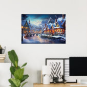 Winterdorf-Illustration Poster (Heimbüro)
