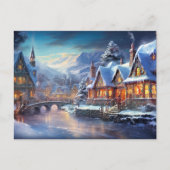 Winterdorf-Illustration Postkarte (Vorderseite)