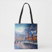 Winterdorf-Illustration Tasche (Vorderseite)