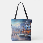 Winterdorf-Illustration Tasche (Rückseite)