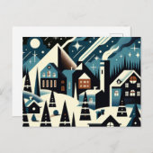 Winterdorf Jugendstil Jugendstil Elegante Snowy Sc Postkarte (Vorne/Hinten)