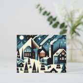 Winterdorf Jugendstil Jugendstil Elegante Snowy Sc Postkarte (Stehend Vorderseite)