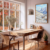Winterdorf-Landschaftsleinwandkunst Poster
