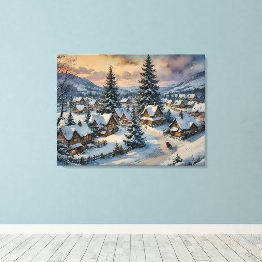 Winterdorf Leinwand Art (Insitu (Holzboden))
