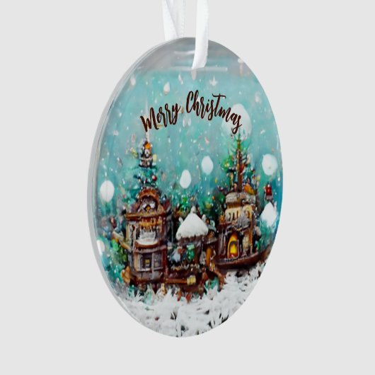 Winterdorf Märchenhäuser Schneeflocke Ornament (Vorderseite)