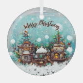 Winterdorf Märchenhäuser Schneeflocke Ornament Aus Glas (Vorderseite)