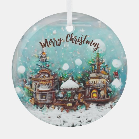 Winterdorf Märchenhäuser Schneeflocke Ornament Aus Glas (Vorderseite)