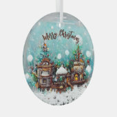 Winterdorf Märchenhäuser Schneeflocke Ornament Aus Glas (Vorderseite Rechts)