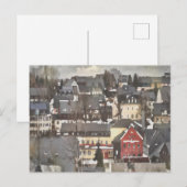 Winterdorf mit einem Roten Haus Postkarte (Vorne/Hinten)