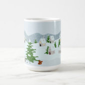 Winterdorf mit Schnee, Hase, Eichhörnchen und Kief Kaffeetasse (Mittel)