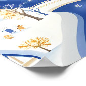 Winterdorf mit Winding River und Kirche Poster (Ecke)