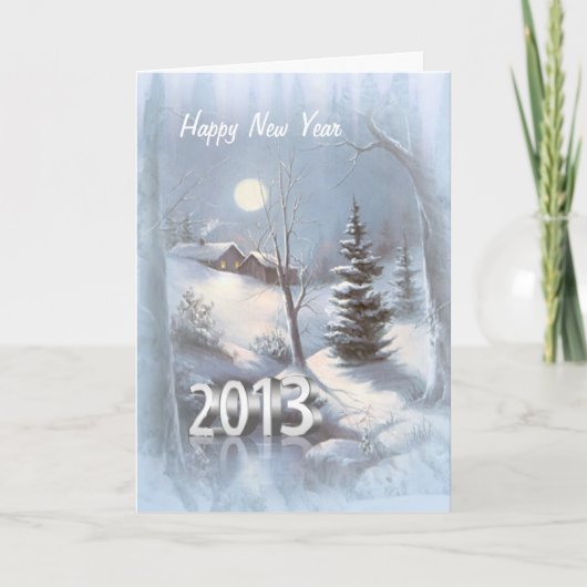 Winterdorf Schnee Karte in der neuen Jahr-2013 (Vorderseite)