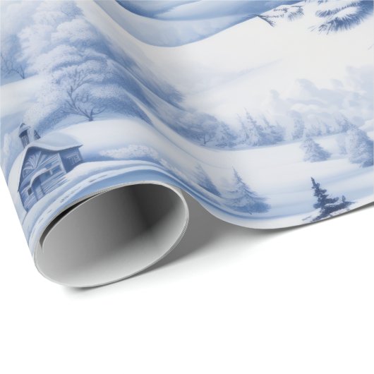 Winterdorf Wasserfarbe Weiße Weihnachten Moderne Geschenkpapier (Rolleneckpunkt)
