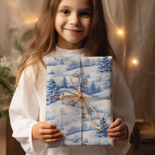 Winterdorf Wasserfarbe Weiße Weihnachten Moderne Geschenkpapier