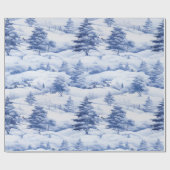 Winterdorf Wasserfarbe Weiße Weihnachten Moderne Geschenkpapier (Flach)