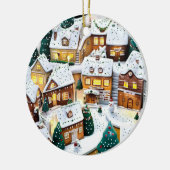 Winterdorf Wonderland Runde Keramik Ornament (Links)