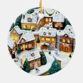 Winterdorf Wonderland Runde Keramik Ornament (Hinten)