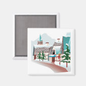 Winterdorf zu Weihnachten Magnet (Vorderseite/Rückseite)