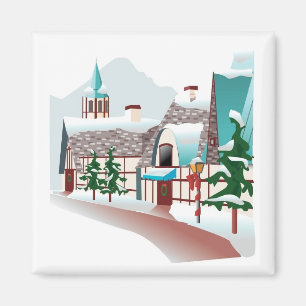 Winterdorf zu Weihnachten Magnet