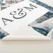 Winterdörfenszene mit Doppelmonogramm Sherpadecke (3/4)