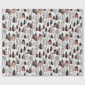 Winterdörfer skizzieren Weihnachten Geschenkpapier (Flach)