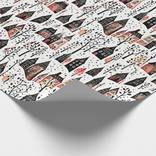 Winterdörfer skizzieren Weihnachten Geschenkpapier (Ecke)