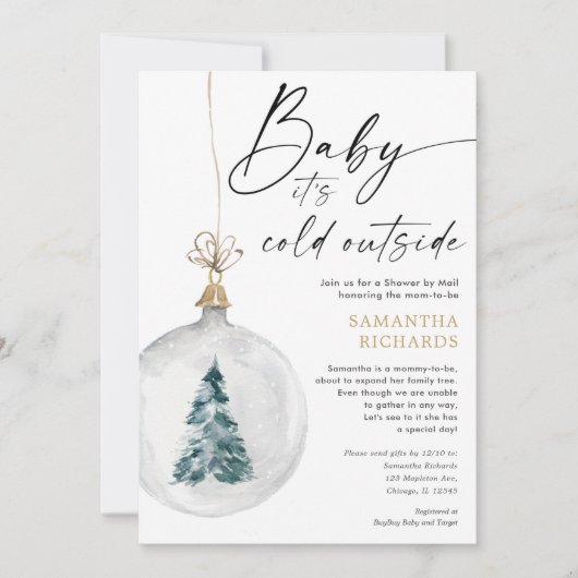 Winterdusche nach Mail geschlechtsneutrale Babydus Einladung (Vorderseite)