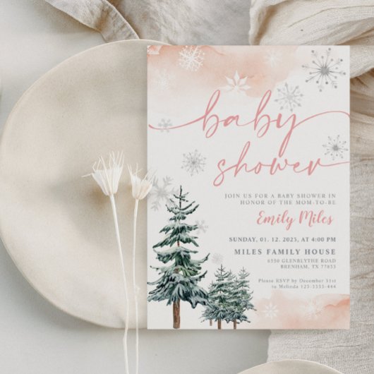 Winterdusche, Rosa und Rosa Einladung