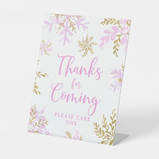 Winterdusche Snowflake Danke für das Kommen Sockelschild (Vorderseite)