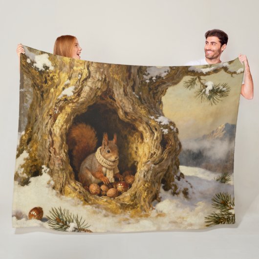 Wintereichhörnchen versteckt Nüsse Fleecedecke (Beispiel)