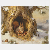 Wintereichhörnchen versteckt Nüsse Fleecedecke (Vorderseite (Horizontal))