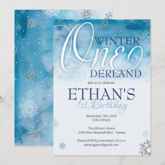 Wintereinladung zum 1. Geburtstag Einladung