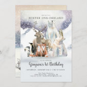 Wintereinladung zum ersten Geburtstag (Vorne/Hinten)