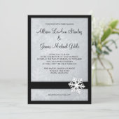 Wintereinladung zum Schneeflocken - Schwarz, Weiß Einladung (Stehend Vorderseite)