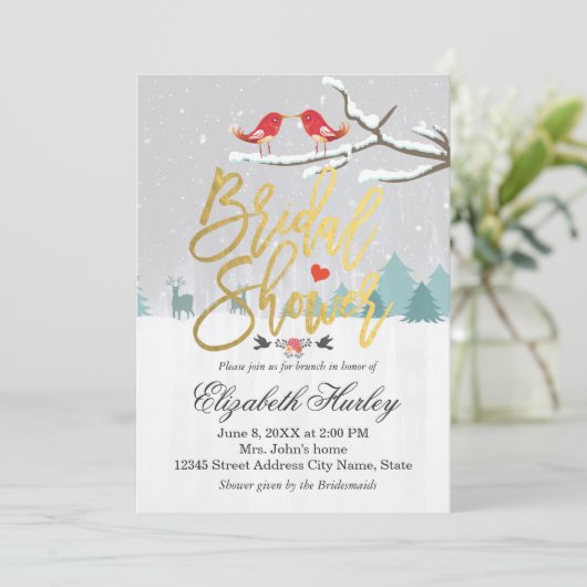 Wintereinladung zum Schneeschuhwandern im Brautpar Einladung (Stehend Vorderseite)