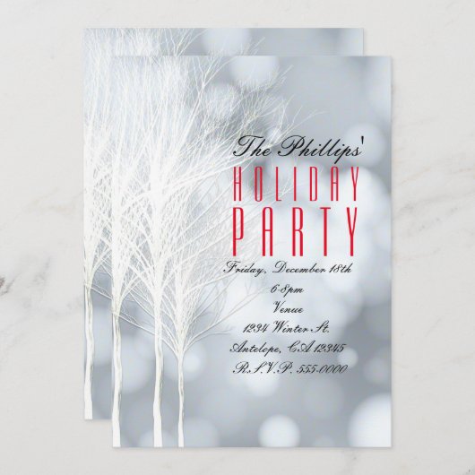Wintereinladungen zu den weißen Bäumen Einladung (Vorne/Hinten)