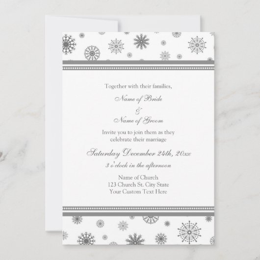 Wintereinladungskarten mit grauem weißen Schnee Einladung (Vorderseite)