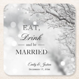 Wintereis | Essen Drink Verheiratet Hochzeit sein Rechteckiger Pappuntersetzer