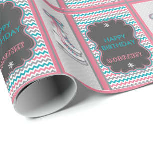 Wintereis Skaten Happy Geburtstag Personalisiert Geschenkpapier
