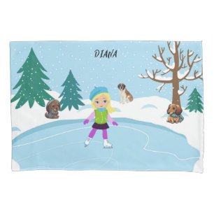 Wintereis-Skaten-Szene personalisiert Kissenbezug