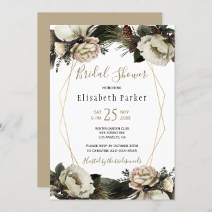 Winterelegantes geometrisches Brautparty aus geblü Einladung