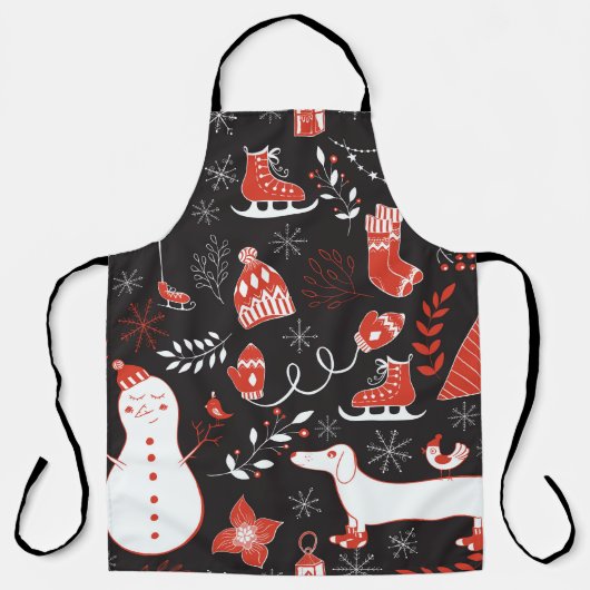 Winterelemente: Cute Hand Drawn. Schürze (Vorderseite)