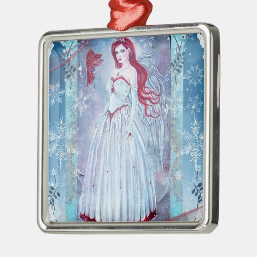 Winterengel mit Weihnachtsschmuck im Kardinal (Links)