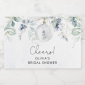 Wintereucalyptus Brautparty Sparkling Labrador Schaumweinetikett (Einzelnes Label)