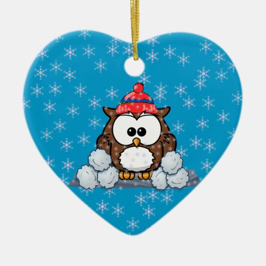 Wintereule Keramikornament (Vorne)