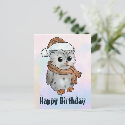 Wintereule Postkarte (Stehend Vorderseite)