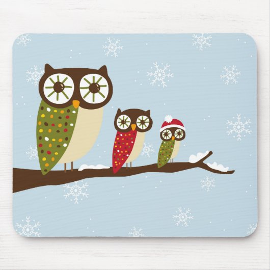 Wintereulen-Mausunterlage Mousepad (Vorne)
