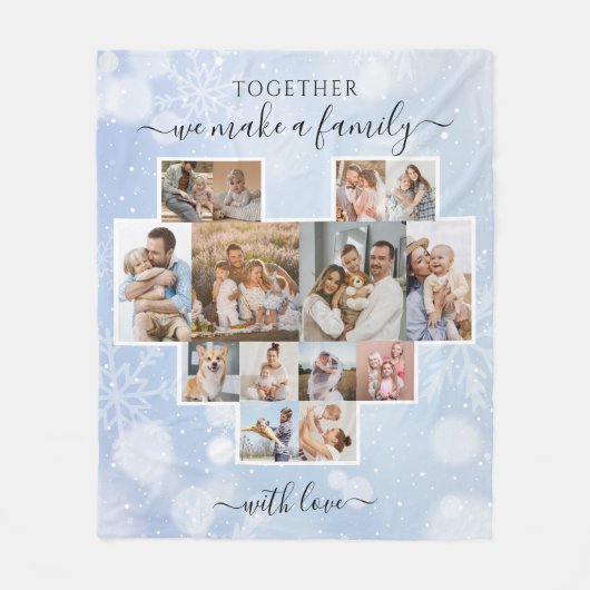 Winterfamilien Weihnachten Moderne 14 FotoCollage Fleecedecke (Vorderseite)